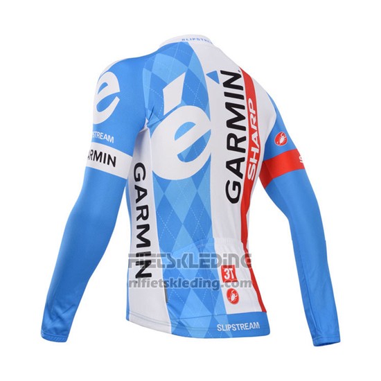 2014 Fietskleding Garmin Sharp Lichtblauw en Wit Lange Mouwen en Koersbroek
